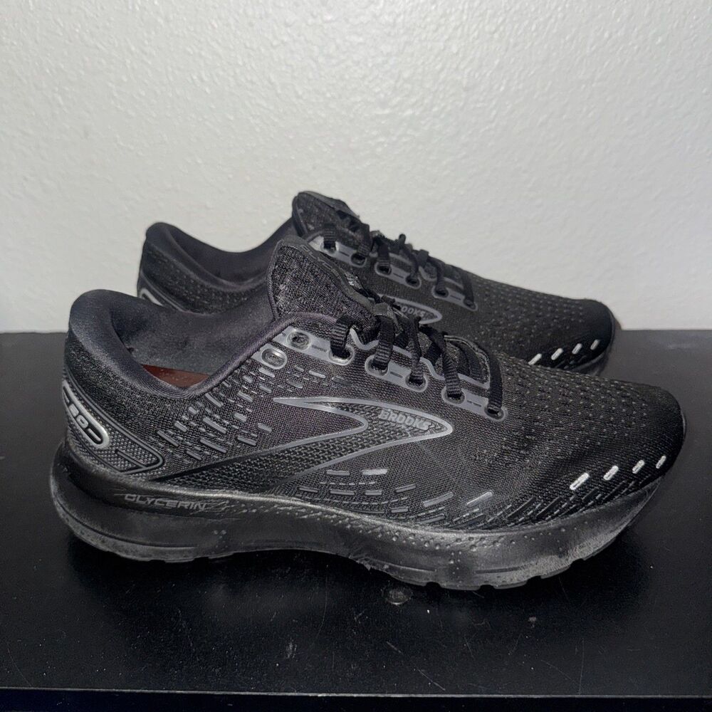 Brooks Glycerin 20 Triple Black Running Sneakers Shoes 9.5 D Wide EC $140